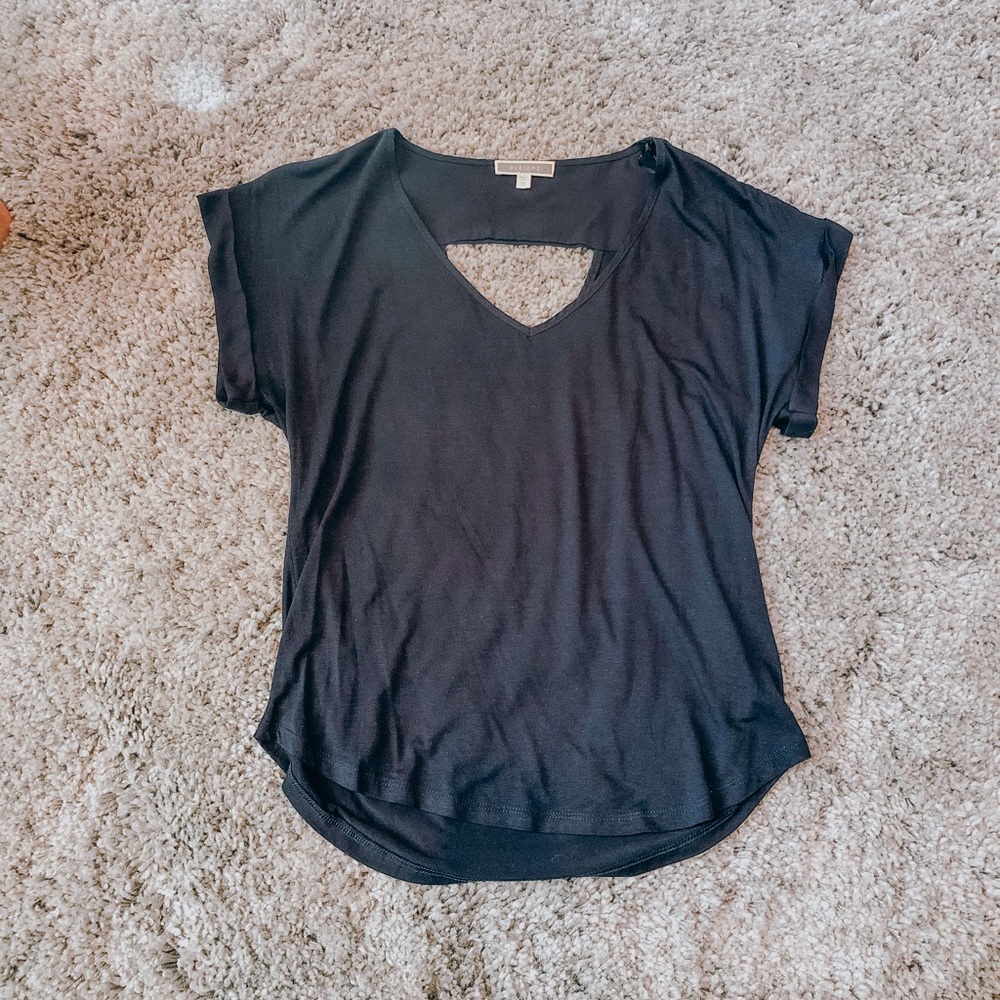 PLEIONE NAVY BLUE BLOUSE WITH CUT OUT IN THE BACK